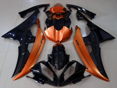 Erschwingliche Yamaha R6 Motorrad Verkleidung 2008-2016 - Orange Glanzendes Schwarz