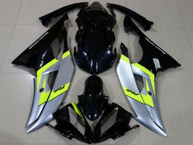 Erschwingliche Yamaha R6 Motorrad Verkleidung 2008-2016 - Silber Neon Grun Glanzendes Schwarz