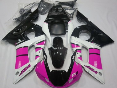Erschwingliche Yamaha R6 Motorrad Verkleidung 1998-2002 - Weiss Rosa Glanzendes Schwarz