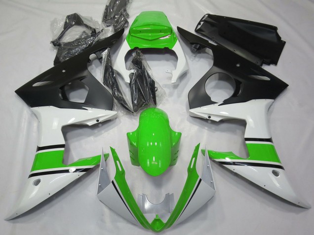Erschwingliche Yamaha R6 Motorrad Verkleidung 2003-2004 - Weiss Grun Matt Schwarz