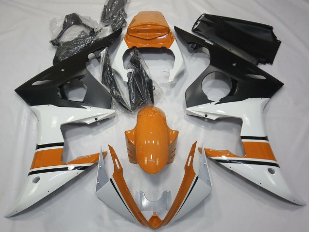 Erschwingliche Yamaha R6 Motorrad Verkleidung 2003-2004 - Weiss Orange Matt Schwarz