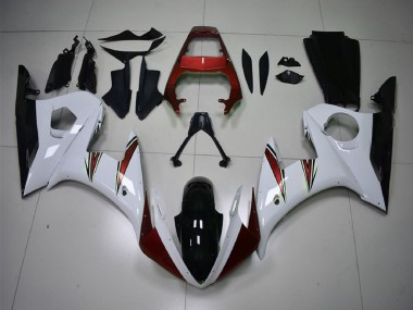 Erschwingliche Yamaha R6 Motorrad Verkleidung 2003-2004 - Weiss Rot Glanzendes Schwarz