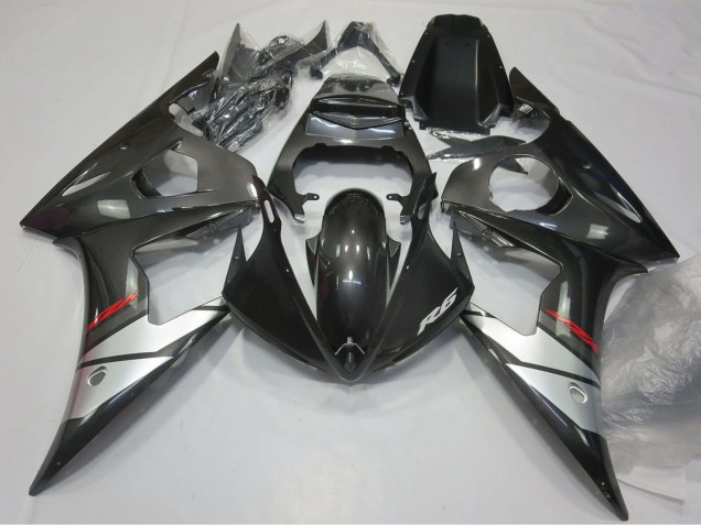 Erschwingliche Yamaha R6 Motorrad Verkleidung 2005 - Glanzendes Schwarz Silber