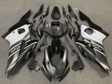 Erschwingliche Yamaha R6 Motorrad Verkleidung 2017-2023 - Weiss Grau Glanzendes Schwarz Gold