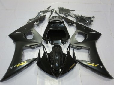 Erschwingliche Yamaha R6 Motorrad Verkleidung 2003-2004 - Glanzendes Schwarz Matt Schwarz Gold Aufkleber