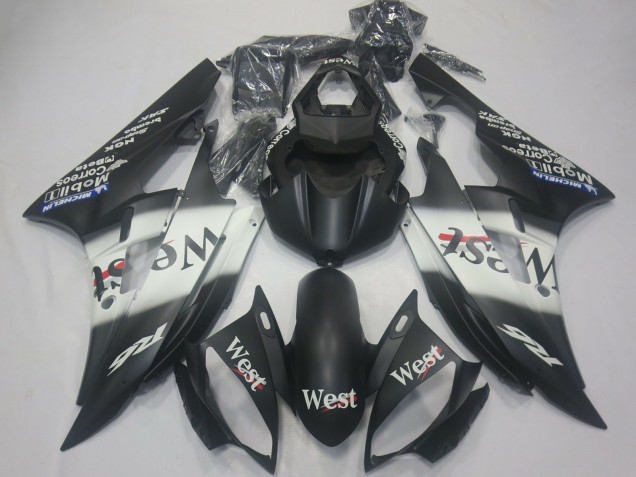 Erschwingliche Yamaha R6 Motorrad Verkleidung 2006-2007 - Matt Schwarz Weiss West Michelin