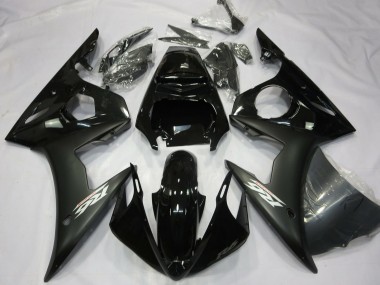 Erschwingliche Yamaha R6 Motorrad Verkleidung 2003-2004 - Glanzendes Schwarz Matt Schwarz Weiss Aufkleber