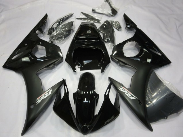 Erschwingliche Yamaha R6 Motorrad Verkleidung 2003-2004 - Glanzendes Schwarz Matt Schwarz Weiss Aufkleber