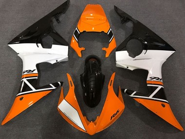 Erschwingliche Yamaha R6 Motorrad Verkleidung 2003-2004 - Orange Weiss Glanzendes Schwarz