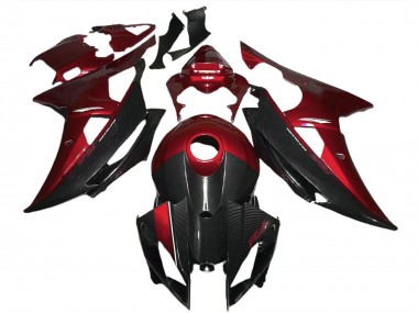 Erschwingliche Yamaha R6 Motorrad Verkleidung 2008-2016 - Rot Schwarz Carbonfaser Stil