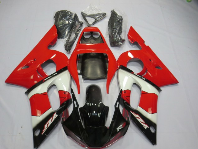 Erschwingliche Yamaha R6 Motorrad Verkleidung 1998-2002 - Rot Weiss Glanzendes Schwarz