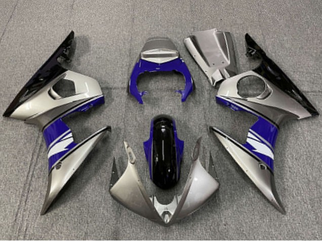 Erschwingliche Yamaha R6 Motorrad Verkleidung 2003-2004 - Silber Blau Glanzendes Schwarz