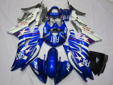 Erschwingliche Yamaha R6 Motorrad Verkleidung 2008-2016 - Weiss Blau Fiat Acer Motul Michelin