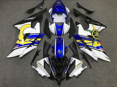 Erschwingliche Yamaha R6 Motorrad Verkleidung 2008-2016 - Weiss Blau Schwarz Gelb