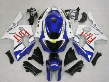 Erschwingliche Yamaha YZF600R Thundercat Motorrad Verkleidung 1996-2007 - Weiss Blau Fiat Motul