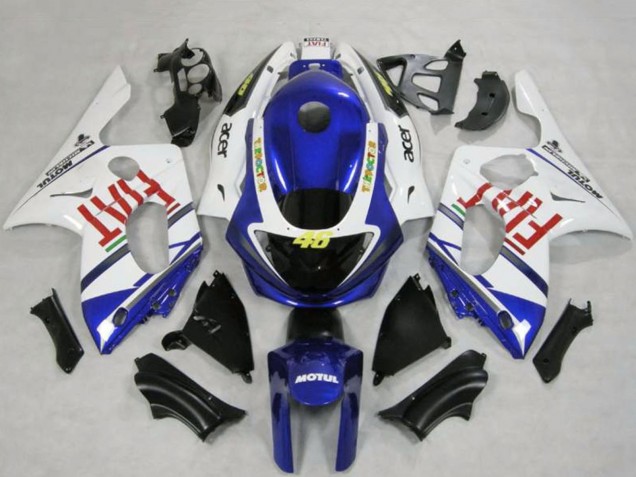 Erschwingliche Yamaha YZF600R Thundercat Motorrad Verkleidung 1996-2007 - Weiss Blau Fiat Motul