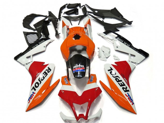Erschwingliche Aprilia RS4 125 Motorrad Verkleidung 2012-2018 - Orange Weiss Rot Glanzendes Schwarz Repsol