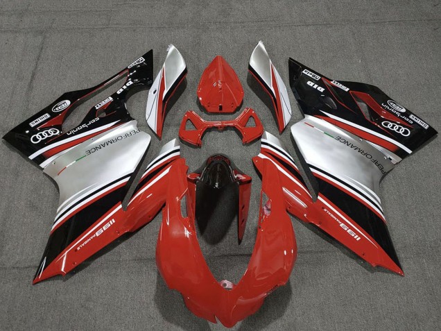 Erschwingliche Ducati 1199 Motorrad Verkleidung 2011-2014 - Rot Silber Schwarz Performance