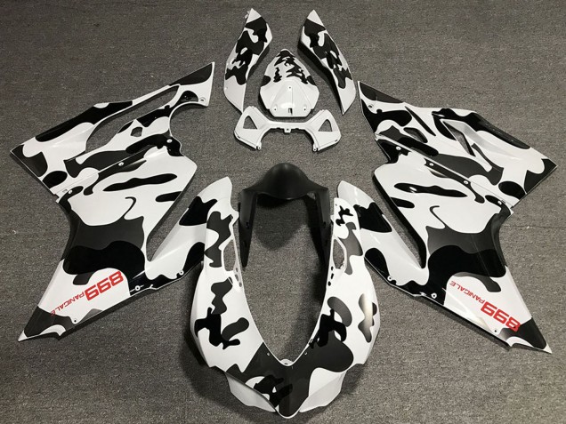 Erschwingliche Ducati 899 Motorrad Verkleidung 2011-2014 - Weiss Schwarz Camouflage