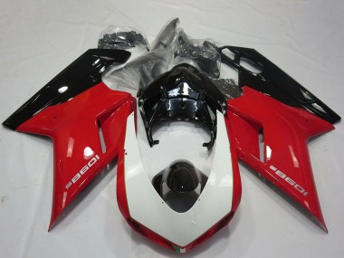 Erschwingliche Ducati 1098 Motorrad Verkleidung 2007-2014 - Rot Weiss Glanzendes Schwarz