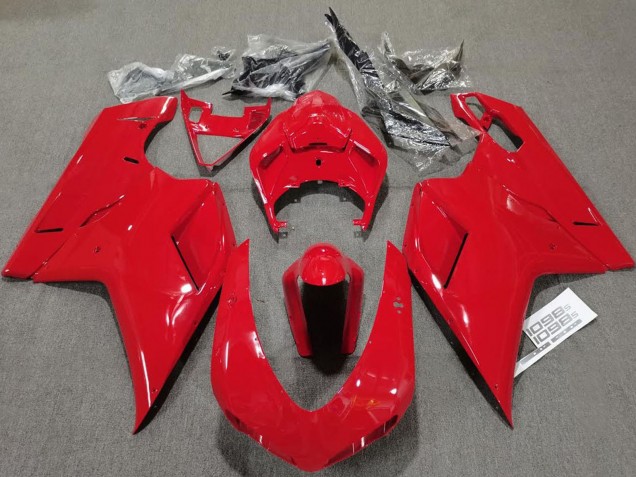 Erschwingliche Ducati 848 1098 1198 Motorrad Verkleidung 2007-2014 - Glanzendes Rot Schlichtes