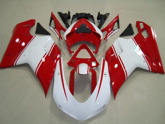Erschwingliche Ducati 848 1098 1198 Motorrad Verkleidung 2007-2014 - Weiss Rot