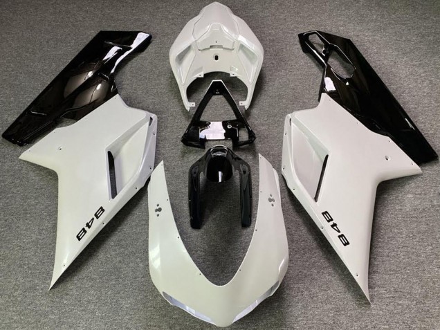 Erschwingliche Ducati 848 Motorrad Verkleidung 2007-2014 - Perl Weiss Glanzendes Schwarz