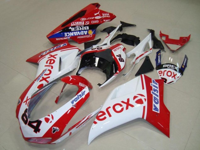 Erschwingliche Ducati 848 1098 1198 Motorrad Verkleidung 2007-2014 - Weiss Rot Blau Glanzendes Schwarz Valsir Xerox 84