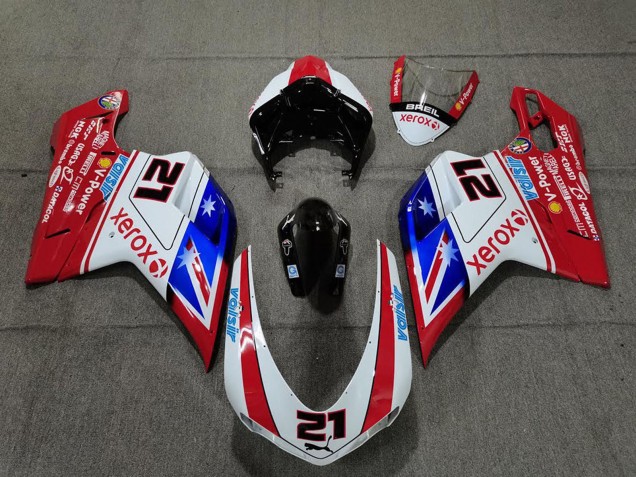 Erschwingliche Ducati 848 1098 1198 Motorrad Verkleidung 2007-2014 - Weiss Rot Blau Glanzendes Schwarz Xerox Valsir 21