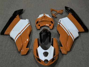 Erschwingliche Ducati 749 999 Motorrad Verkleidung 2003-2004 - Weiss Orange Glanzendes Schwarz