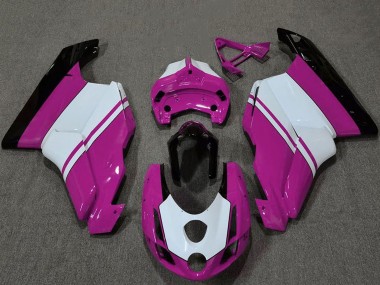 Erschwingliche Ducati 749 999 Motorrad Verkleidung 2003-2004 - Weiss Rosa Glanzendes Schwarz