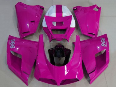 Erschwingliche Ducati 996 Motorrad Verkleidung 1993-2005 - Glanzendes Rosa Weiss Schwarz