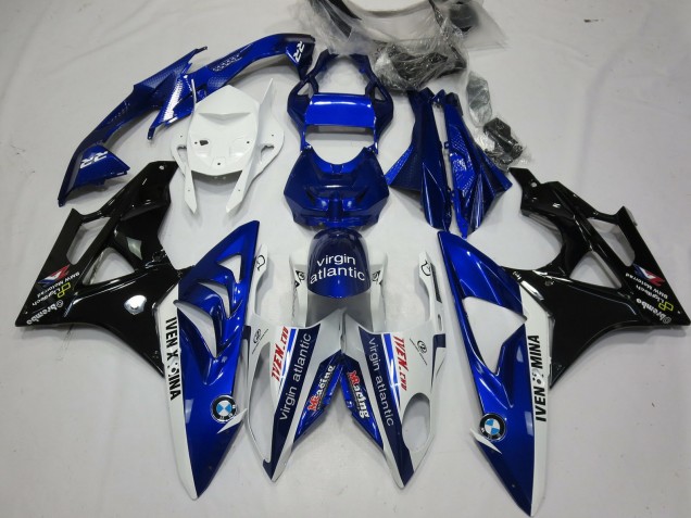 Erschwingliche BMW S1000RR Motorrad Verkleidung 2009-2014 - Weiss Blau Glanzendes Schwarz Virgin Atlantic