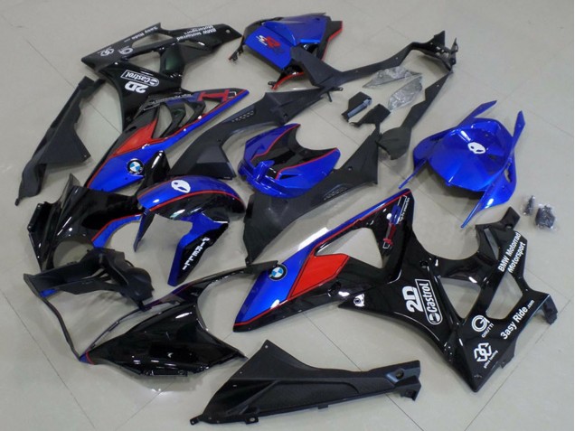 Erschwingliche BMW S1000RR Motorrad Verkleidung 2009-2014 - Blau Rot Glanzendes Schwarz Castrol