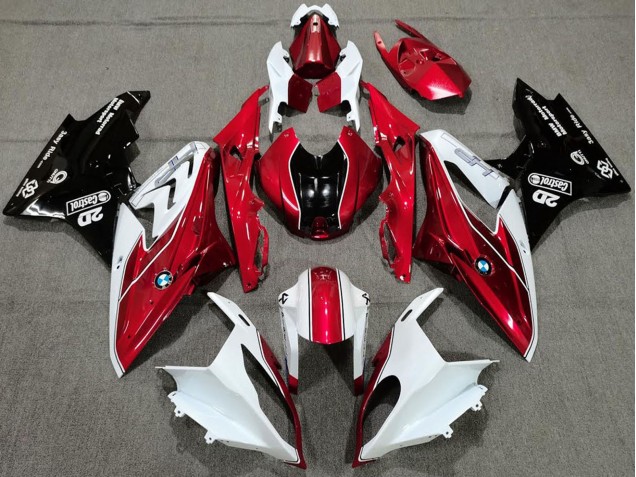 Erschwingliche BMW S1000RR Motorrad Verkleidung 2017-2018 - Weiss Rot Glanzendes Schwarz