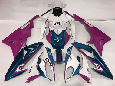Erschwingliche BMW S1000RR Motorrad Verkleidung 2009-2014 - Weiss Lila Blau