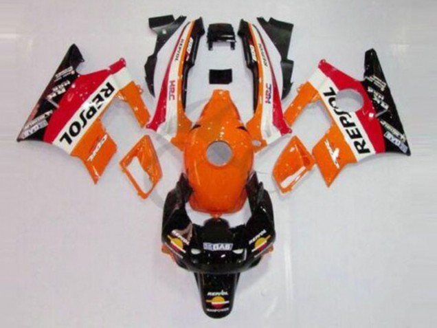 Erschwingliche Honda CBR600 F2 Motorrad Verkleidung 1991-1994 - Orange Weiss Rot Glanzendes Schwarz Repsol