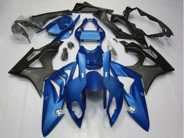 Erschwingliche BMW S1000RR Motorrad Verkleidung Kit 2009-2014 - Blau Matt Schwarz