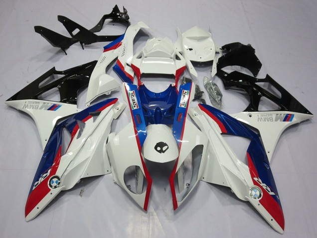 Erschwingliche BMW S1000RR Motorrad Verkleidung Kit 2009-2014 - Weiss Rot Blau Glanzendes Schwarz
