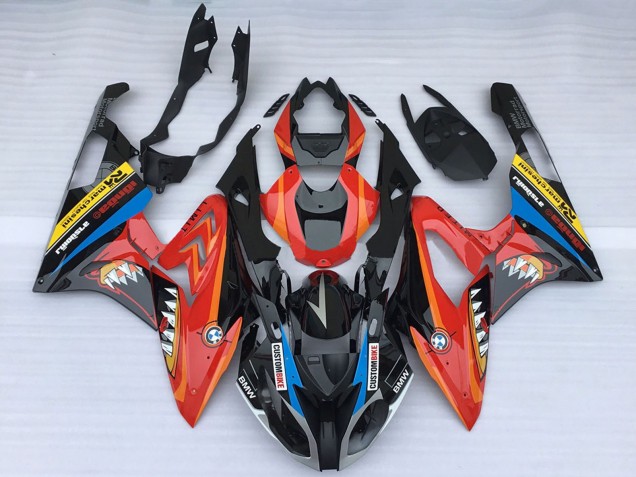 Erschwingliche BMW S1000RR Motorrad Verkleidung 2015-2016 - Rot Glanzendes Schwarz Hai