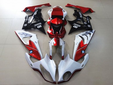 Erschwingliche BMW S1000RR Motorrad Verkleidung 2009-2014 - Weiss Rot Glanzendes Schwarz