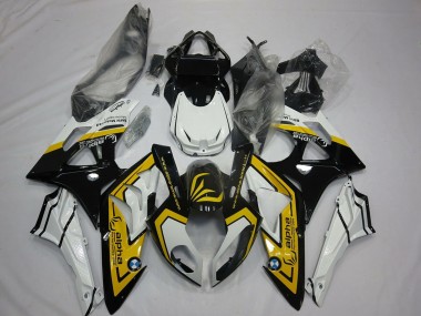 Erschwingliche BMW S1000RR Motorrad Verkleidung 2009-2014 - Weiss Gelb Glanzendes Schwarz