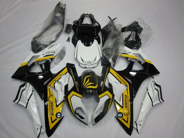 Erschwingliche BMW S1000RR Motorrad Verkleidung 2009-2014 - Weiss Gelb Glanzendes Schwarz