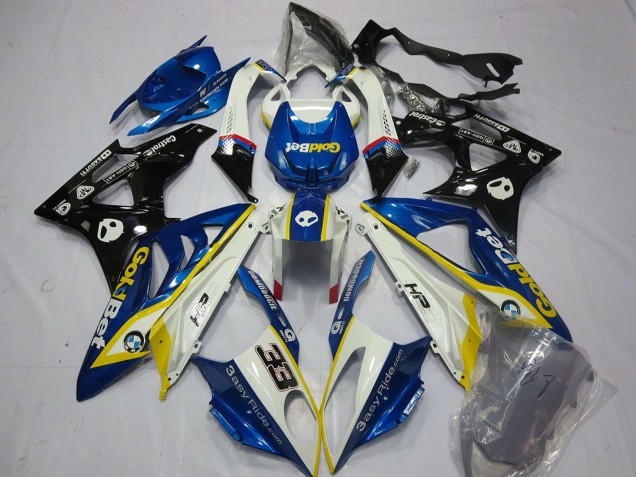 Erschwingliche BMW S1000RR Motorrad Verkleidung 2009-2014 - Weiss Gelb Blau Glanzendes Schwarz GoldBet 33