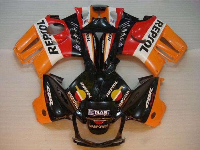 Erschwingliche Honda CBR600 F3 Motorrad Verkleidung 1995-1996 - Orange Weiss Rot Glanzendes Schwarz Repsol
