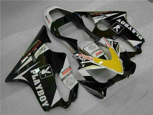 Erschwingliche Honda CBR600 F4i Motorrad Verkleidung 2001-2003 - Weiss Gelb Glanzendes Schwarz Playboy