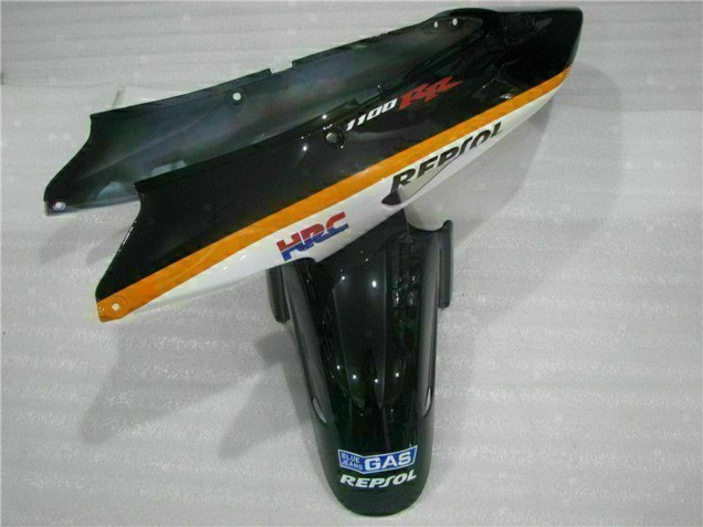 Erschwingliche Honda CBR1100XX Blackbird Motorrad Verkleidung 1996-2007 - Orange Weiss Rot Glanzendes Schwarz Repsol