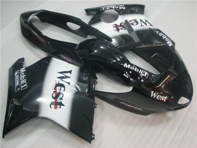 Erschwingliche Honda CBR1100XX Blackbird Motorrad Verkleidung 1996-2007 - Glanzendes Schwarz Weiss West