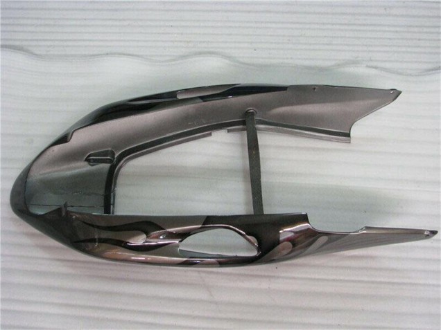 Erschwingliche Honda CBR1100XX Blackbird Motorrad Verkleidung 1996-2007 - Glanzendes Schwarz Silber Flamme