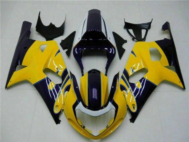Erschwingliche Suzuki GSXR 600/750 Motorrad Verkleidung 2001-2003 - Gelb Dunkel Blau Glanzendes Schwarz